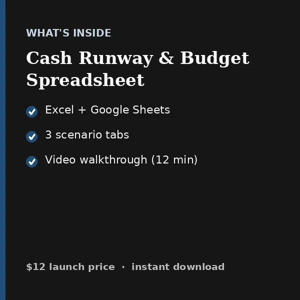 What's inside Cash Runway & Budget Spreadsheet