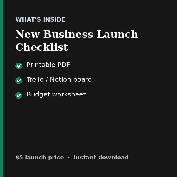 What's inside New Business Launch Checklist